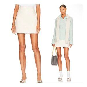 LAcademie  NWT Classic Corporate Academia Lamb Leather Mini Skirt Bone  M